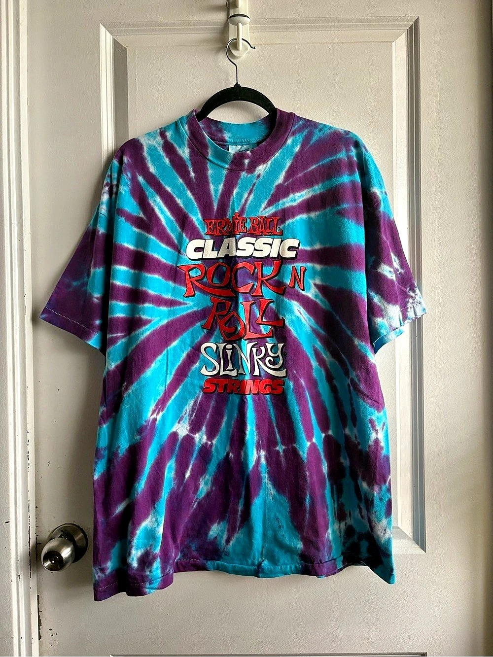 ✧ vintage 90s ernie ball slinky tie dye promo tee • xl ✧